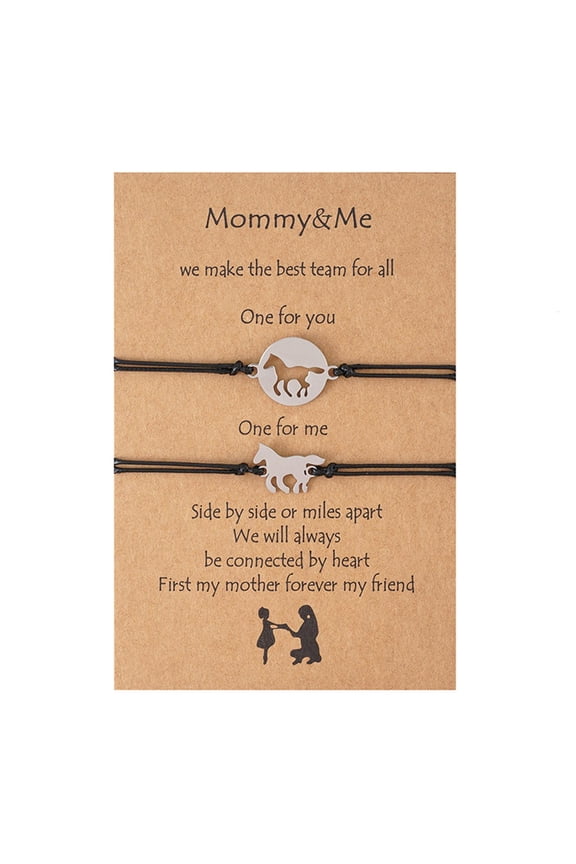 O Mother Daughter Bracelets Set for Mommy & Me Matching Horse for Wish Bracelets Jewelry Gift for Mom Daughter Birthday Gi