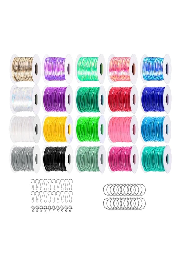 O Plastic Lacing Cord Crafts with Hooks and Rings for Keychain and Bracelet Making