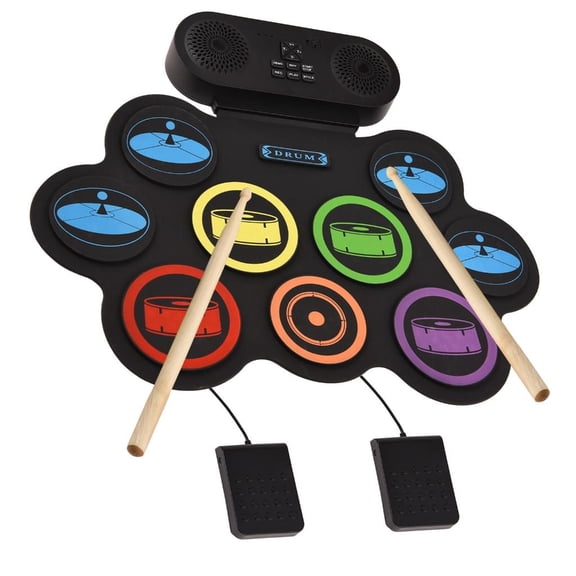 LICEWO Portable Foldable USB Electronic Drum Set for Travel Outdoor Performances and Home Practice with Multiple Sound Effects