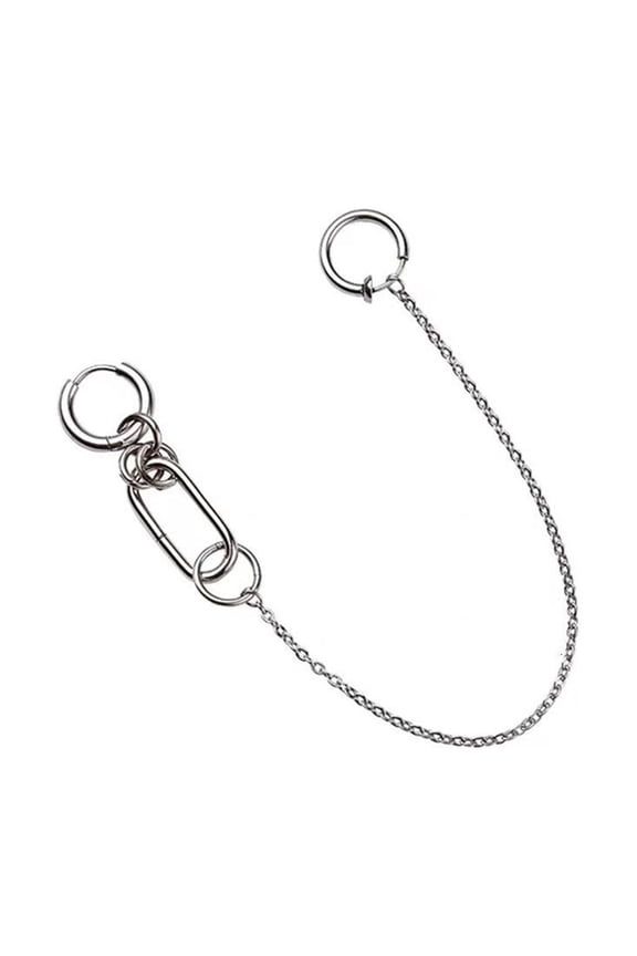 O Punk Cool Personality Unique Earrings Lip Chain Nose Chain One-piece Earrings Lip Ring Fake Piercing Body Jewelry