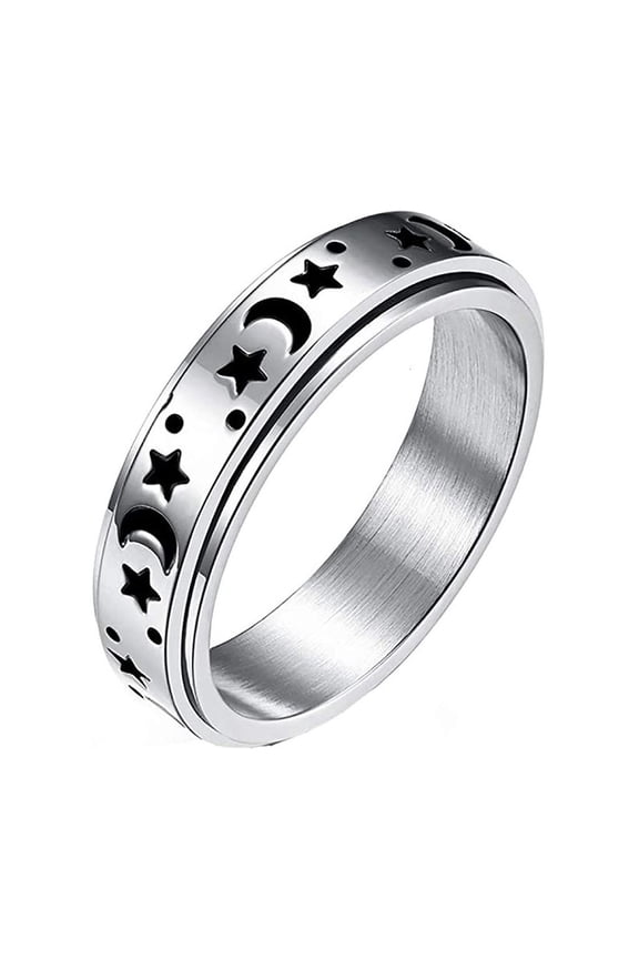 O Relief Stress Worry Rings Star Moon Spinning Rings Meditation Anti-Anxiety Calming Worry Stress Relief Ring Jewelry Gift