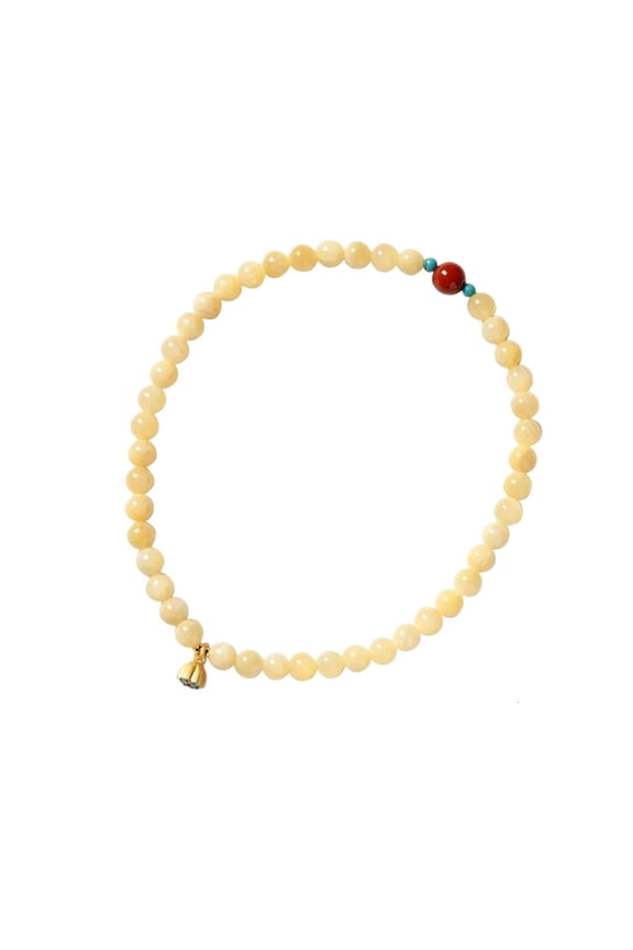 O Retro Yellow Jades Flower Bracelet Adjustable Length Unisex Spiritual Jewelry