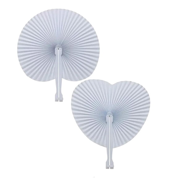 LICEWO Reusable Wedding Paper Fans Heart-Shape Round Fans White Paper Folding Fans