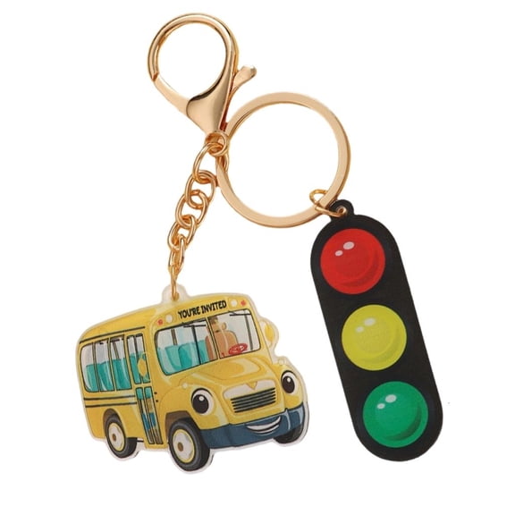 LICEWO School Bus Keychain Charm,Traffic Light School Bus Keychain Backpacks Charm