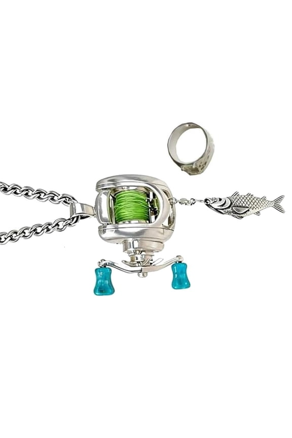 O Sentimental Gift For Fathers Day Fishing Reel Necklace Ring for Anglers Compact