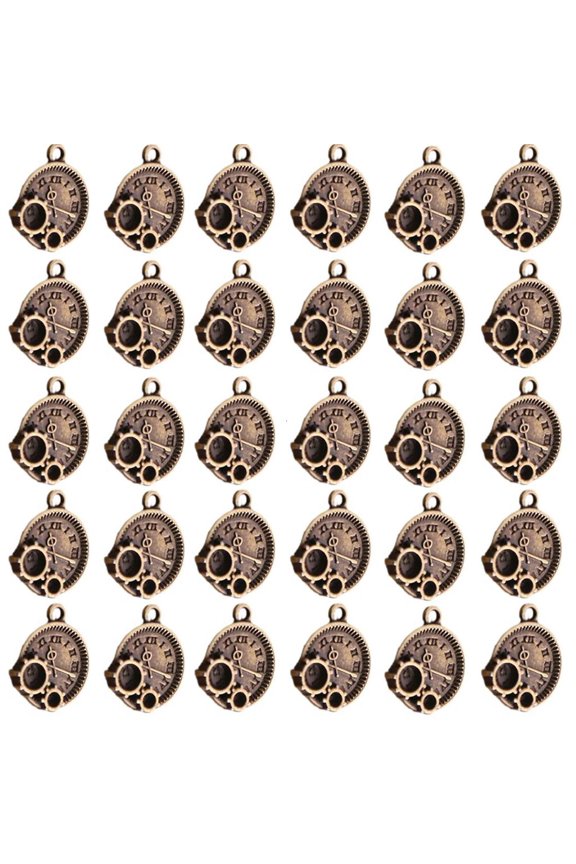 O Set of 30 Fashion Clock Charm Retro Clock Pendants In Zinc Alloy For Creative DIY Jewelry And Home Decoration Purposes