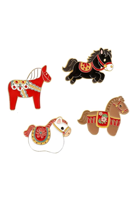 O Set of 4Pcs 2026 Year of Horse Brooch Accessory Contemporary Badge Pin For Casual Outfits Parties Work Event