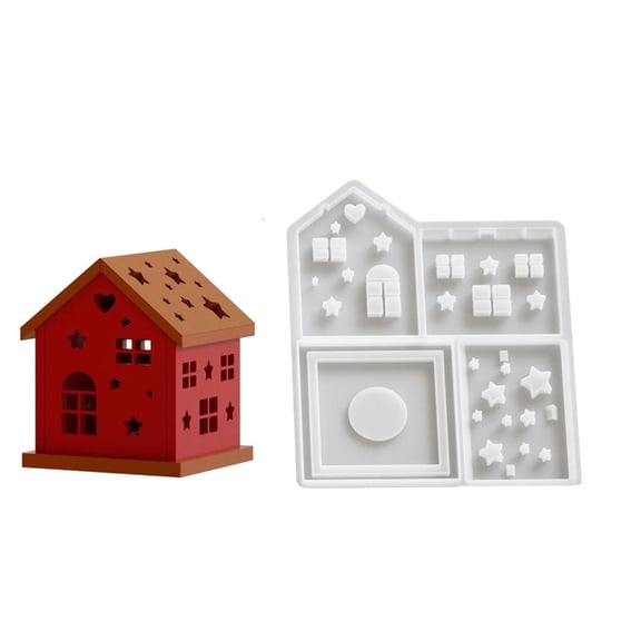 LICEWO Silicone Ornament Mold House Shape Night Light Stand Molds 3D Resin Molds