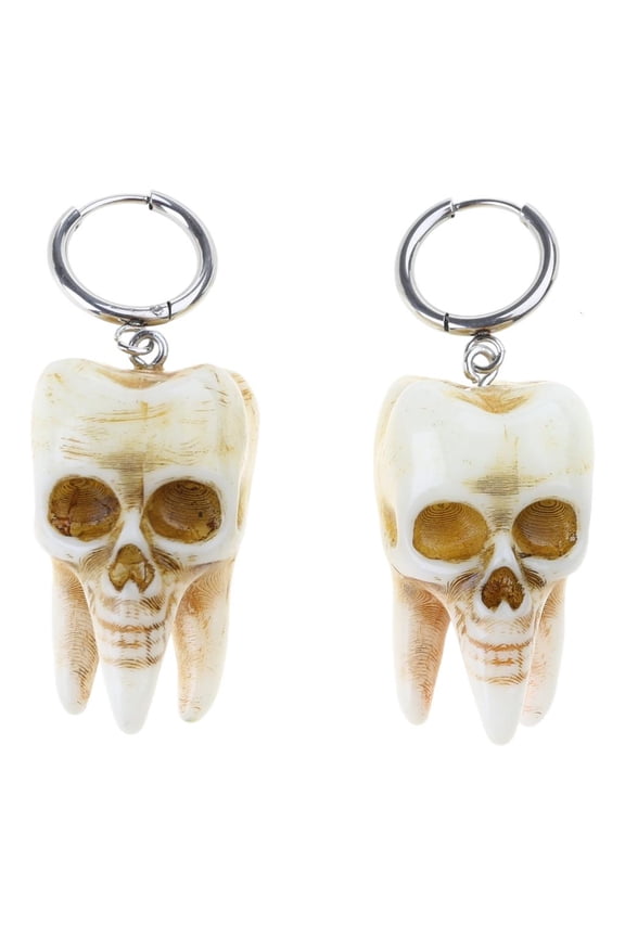 O Stylish Handmade Sturdy Resin Tooth Earrings Gothic Punk Dangles Jewelry Accessory Special Gifts for Women