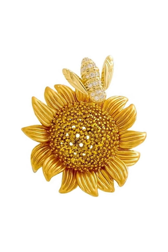 O Sunflower Honeybee Brooch Alloy Jewelry With Secure Lock Clasp For Women Fashion Accessories Wedding Party Daily Wear