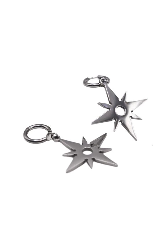 O Thorn Star Lock Necklace for Men Women Thorn Star Pendant Earring Hip Hop Thorn Star Clavicle Chain Adjustable Length