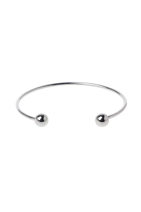 O Two Bead Cuff Bangle Stainless Steel Bracelet Screw End Ball Cuff Charm Beads Fashion Accessory Wristband for Women