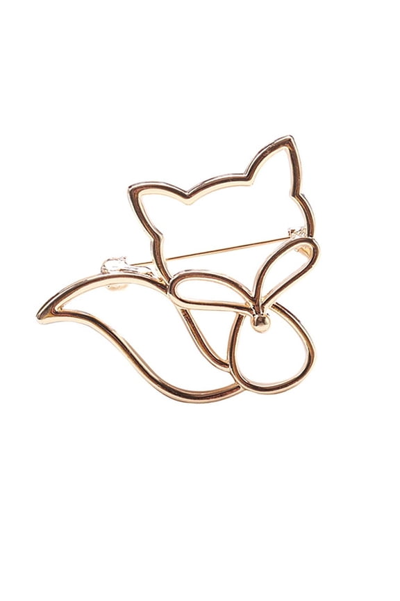 O Unique Designs Pin Women Metal Hollow Foxes Brooch Pin Alloy Texture Casual Brooch