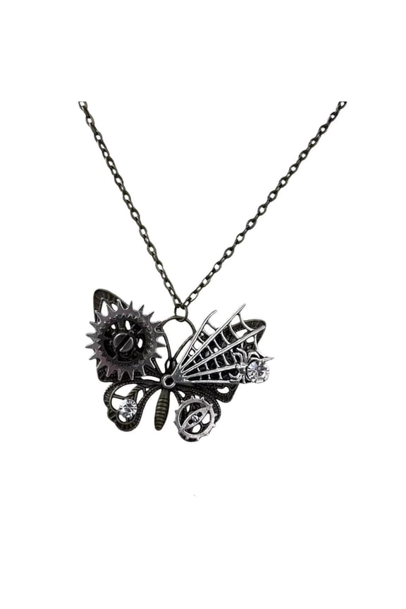 O Unique Steampunk Butterfly Necklace Gothic Charm Antique Alloy Adjustable Jewelry Gift