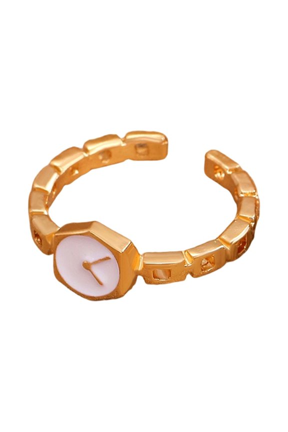 O Unique Watch Chain Open Adjustable Ring for Women Elegant Jewelry Accessory Gift