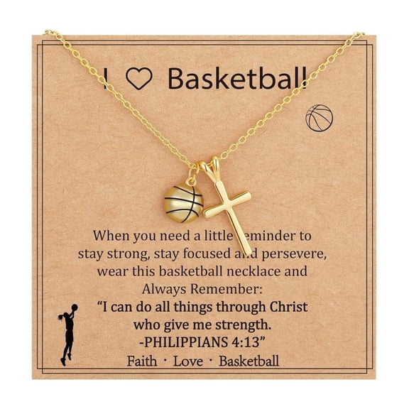 LICEWO Unisex Fashion Necklace with Sports Ball Crucifix Pendant Basketball Volleyball Softball Adjustable Lightweight Copper