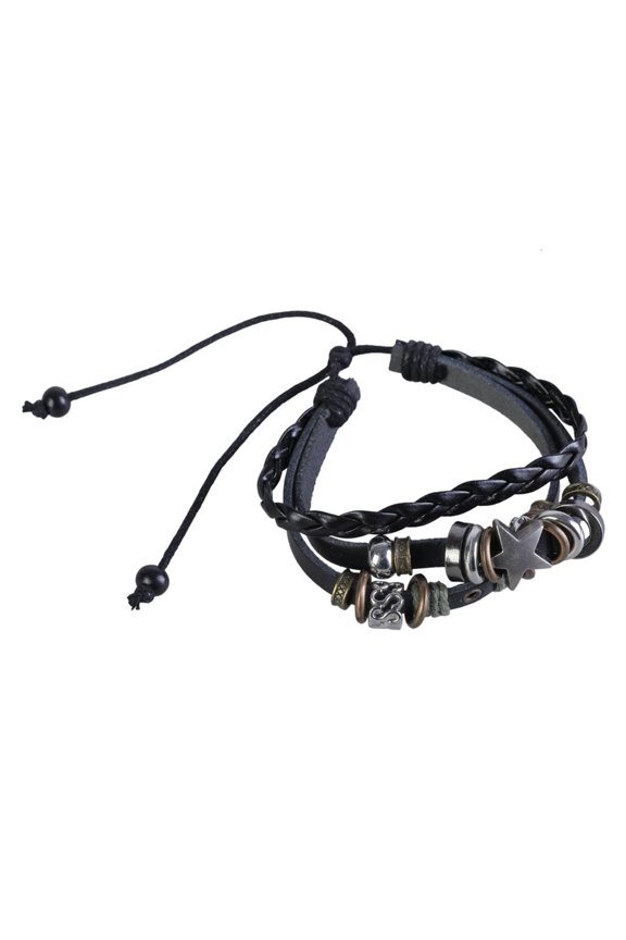 O Vintage Bracelet Punk Star Beaded Wristband MultiLayer Bracelet Jewelry Punk Wrap Bracelet for Women Men