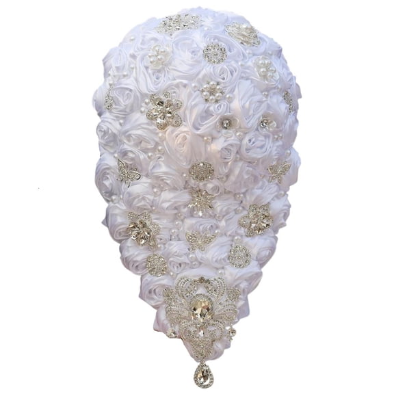 LICEWO Waterfall Style Wedding Bouquet Decorated With Shimmering Rhinestones For Bridal Ceremony Accessory