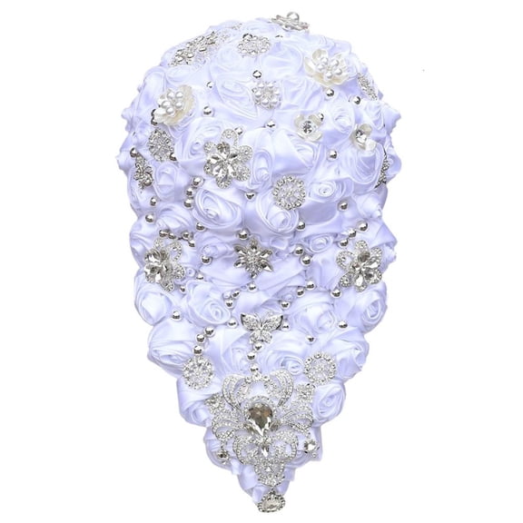 LICEWO Waterfall Style Wedding Bouquet Decorated With Shimmering Rhinestones For Bridal Ceremony Accessory