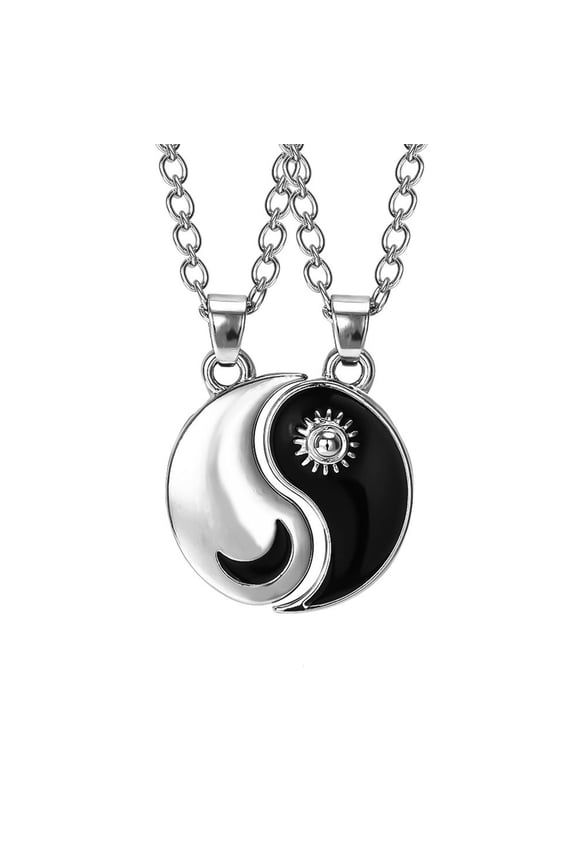 O Yin Yang Necklace Personalized Matching for Sun Moon Stitching Friend Necklaces