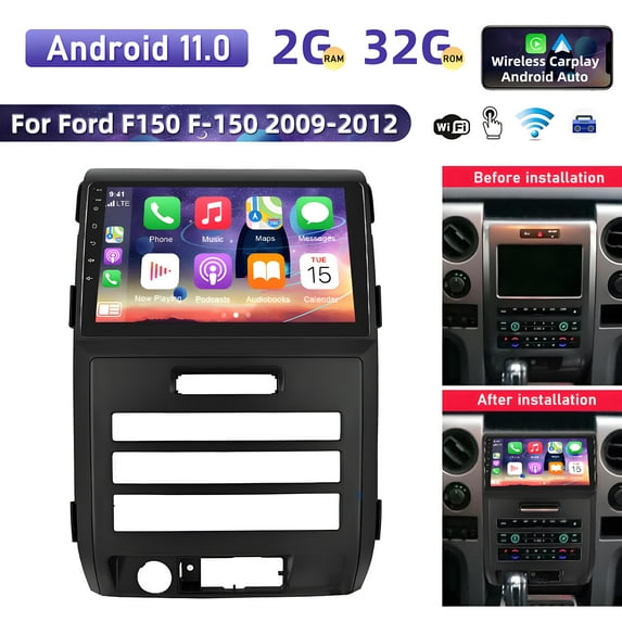 LICHENGTAI 2+32GB for Ford F150 F-150 2009-2014 Android 13 Car Stereo Radio, with Carplay + Android Auto GPS Car Navigation
