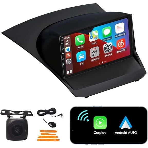 LICHENGTAI 2+64G Car Stereo for Ford Fiesta 2013-2017 with Wireless Carplay Android Auto 9" Touch Screen Support GPS WiFi Bluetooth Mirror Link SWC Split Screen