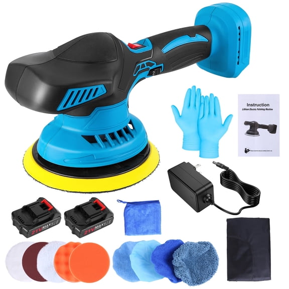 LICHENGTAI 21V Cordless Car Buffer Polisher ABS Metal 6 Speeds Portable Powerful Polishing Kit