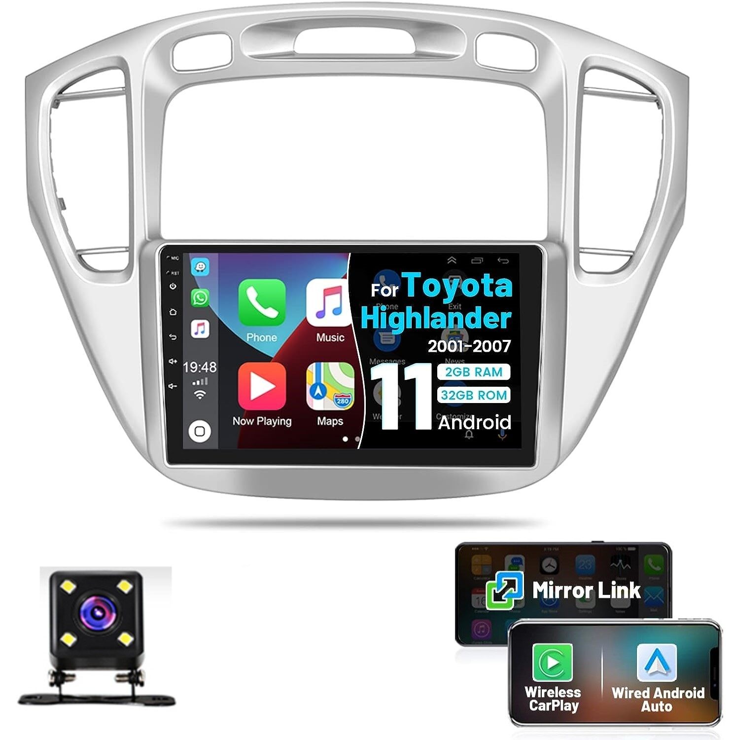 LICHENGTAI 2G+32G Android 11 Car Stereo Fit for Toyota Highlander 2000