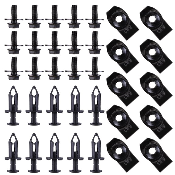 LICHENGTAI 35Pcs Under Cover Engine Splash Shield Guard Body Bolts, Bumper Fender Liner Push Retainer Fastener Rivet Clips, Universal Extruded U-nuts Kit Fit for Infiniti G35 G37 EX35 FX35 FX45