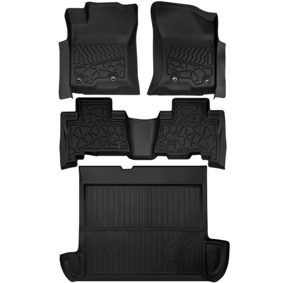 LICHENGTAI 4pcs Floor Mats Liner for Toyota 4Runner 2013-2023 Black Set Foot + Trunk Mats Black TPE Heavy Duty All-Weather