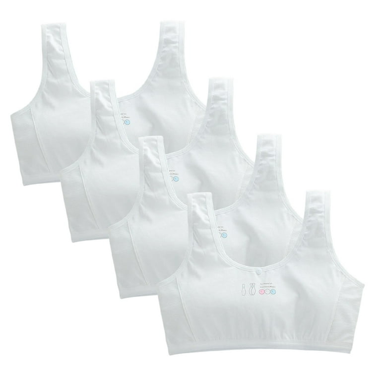 Girls' Stretchy Cotton Bra 4PCS Students Underwear Soft Breathable Bra  Developmental Training Bra : : Fashion