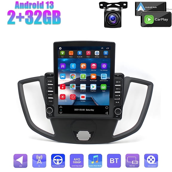 LICHENGTAI 9.7-Inch Car Stereo Radio Fit For Ford Transit Custom 2013-2019 with Wireless CarPlay Android Auto, Android 13 Car Player Radio with Bluetooth, WiFi, SWC, Mirror Link, GPS, 2+32G