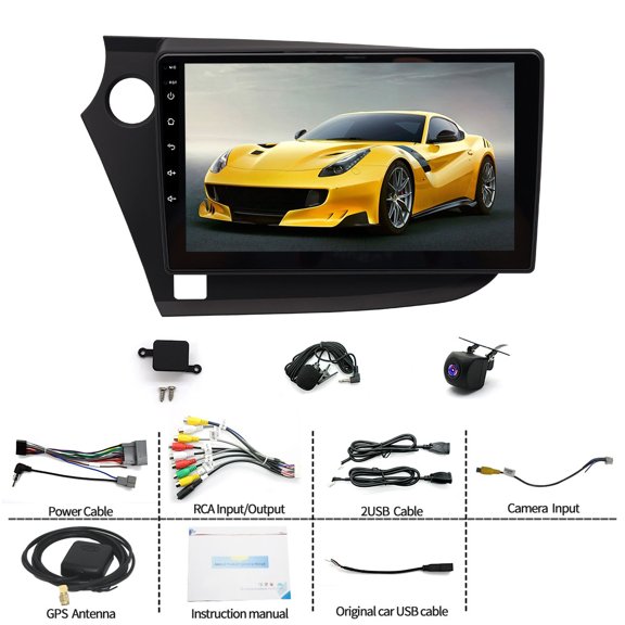LICHENGTAI 9" Car Stereo Radio for Honda Insight 2009-2014 Android 15 2+64GB GPS Mirror Link SWC Bluetooth 4.1 FM RDS WiFi with Wireless Wired CarPlay Android Auto AHD Backup Camera Mic