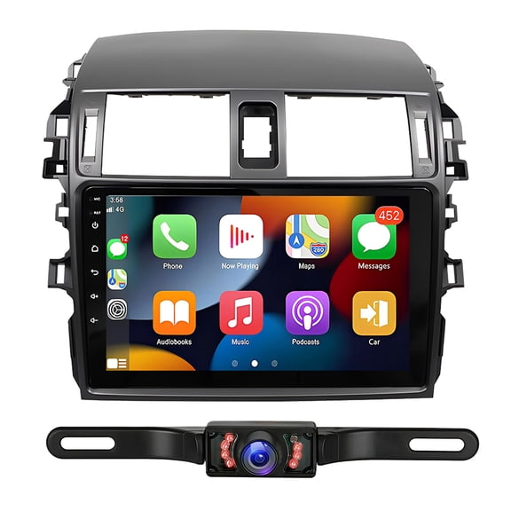 LICHENGTAI 9" Car Stereo for Toyota Corolla 2009-2013 2+64G Dash Navi with Wireless CarPlay & Android Auto 9" HD Touchscreen Multimedia Player with License Plate Backup Camera