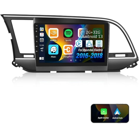 LICHENGTAI Android 13 Car Stereo Fit for 2016-2018 Hyundai Elantra with CarPlay Android Auto, 9" Touch Screen Car Radio with Bluetooth, GPS Navigation, WiFi, FM&RDS, SWC, AHD Backup Camera