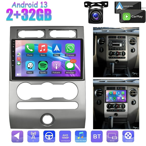 LICHENGTAI Android 13 Car Stereo Radio Fit for Ford Expedition 2007-2017, 9-inch IPS Screen Car Audio Build-in Wireless Carplay Android Auto/WiFi/Bluetooth, AHD Camera, 2+32G