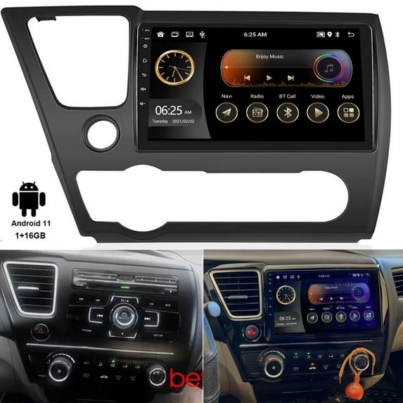 LICHENGTAI Car Stereo 2+64G for Honda Civic 2013-2017 with Carplay and Android Auto 9" Touchscreen Car Radio Support GPS Navigation Wifi Bluetooth FM/RDS DSP SWC Split Screen