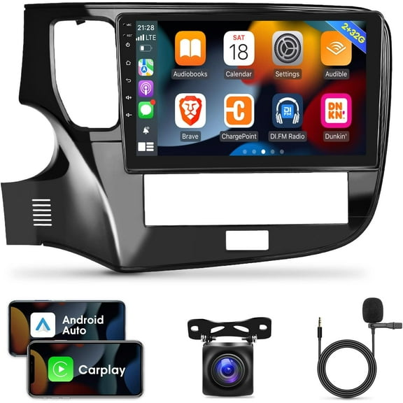 LICHENGTAI Car Stereo Radio Fit for Mitsubishi Outlander 2000-2022, Android 12 10-inch Touch Screen Bluetooth Car Audio Support Carplay & Android, Wifi, GPS Navi, SWC, FM, with AHD Camera, 2+32G