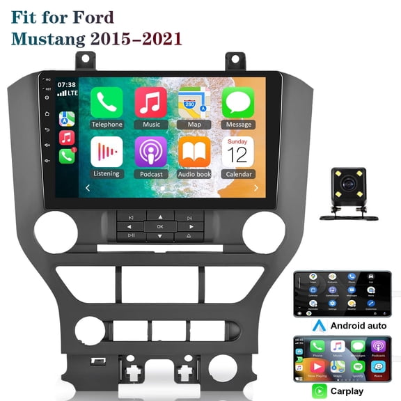 LICHENGTAI Car Stereo Radio for Ford Mustang 2015-2021, Android 12 Car Audio Multimedia Receiver with Wireless CarPlay Android Auto, 9-inch Touch Screen GPS, HiFi, Bluetooth, FM, Backup Camera, 2+32G