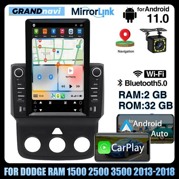 LICHENGTAI Double Din Android 11 Car Radio Stereo Fit for Dodge Ram 1500 2500 3500 2013-2018, 9.7" Vertical IPS Screen Car Aduio with GPS Navigation Built-in Carplay Android Auto, DSP, Bluetooth