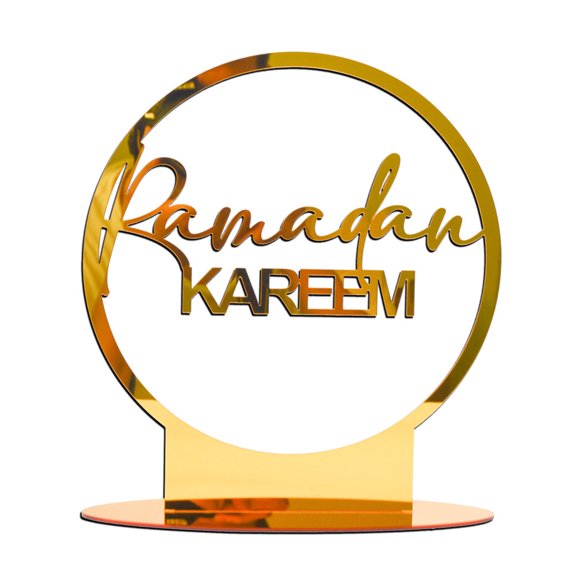 LICHENGTAI Golden Mirror Surface Tabletop Ornament Plastic Hollowed Out Festival Decor for Home Desk Bedroom Dining Room