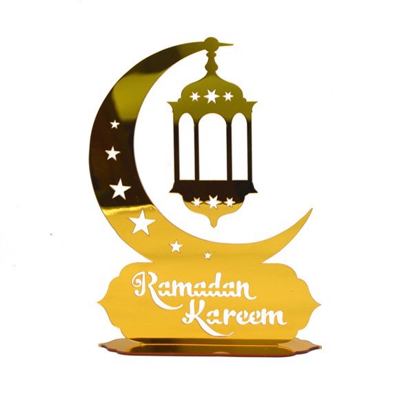 LICHENGTAI Golden Mirror Surface Tabletop Ornament Plastic Hollowed Out Festival Decor for Home Desk Bookshelf Living Room