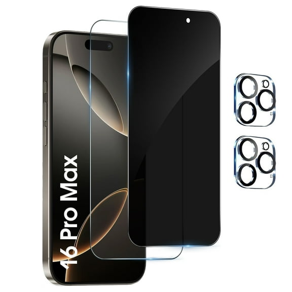 LIDAY 2 Pack Screen Protector Compatible with iPhone 16 Pro Max 2 Pack Camera Lens Protector, HD and Privacy Tempered Glass Screen Protector, Sensor Protection