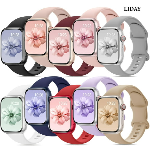 LIDAY Silicone Band Compatible with Apple Watch Bands 40mm 38mm 41mm 44mm 45mm 42mm 49mm Women Men,Soft Wristband Waterproof Replacement Sport Strap for iWatch Bands Series 9 8 7 6 5 4 3 2 1 SE Ultra