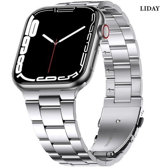 LIDAY Stainless Steel Band Metal Compatible with Apple Watch Bands and Case 41mm 40mm 38mm 45mm 44mm 42mm Women Men, Adjustable Link Metal Wristbands Replacement iWatch Series 9 8 7 SE 6 5 4 3 2 1