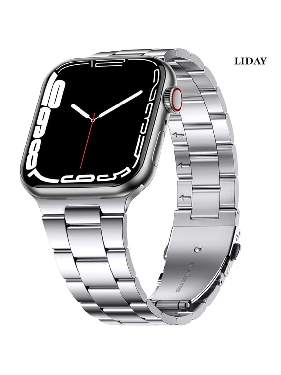 Stainless Steel Band Metal Compatible with Apple Watch Bands and Case 41mm 40mm 38mm 45mm 44mm 42mm Women Men, Adjustable Link Metal Wristbands Replacement iWatch Series 9 8 7 SE 6 5 4 3 2 1