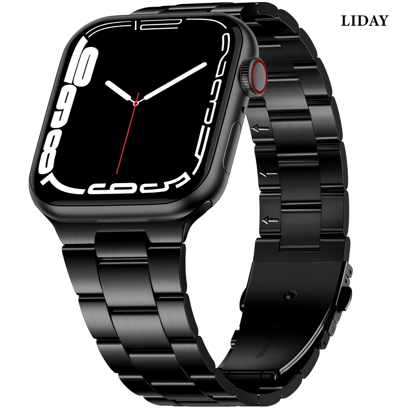 LIDAY Stainless Steel Band Metal Compatible with Apple Watch Bands and Case 41mm 40mm 38mm 45mm 44mm 42mm Women Men Adjustable Link Metal Wristbands Replacement iWatch Series 9 8 7 SE 6 5 4 3 2 1 Walm...