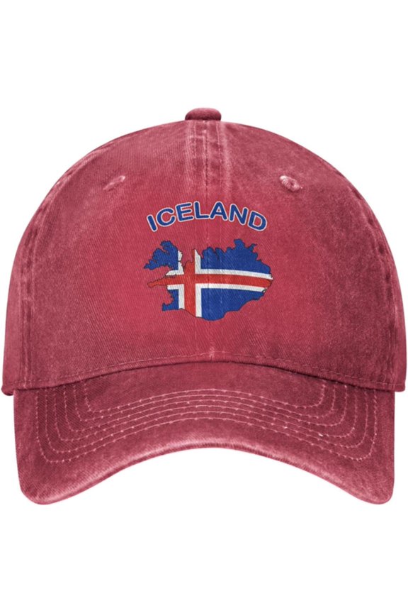 LIDEPECA Women Men Adjustable Baseball Cap with Iceland Flag Map Pattern, Dad Snapback Hip Hop Hats