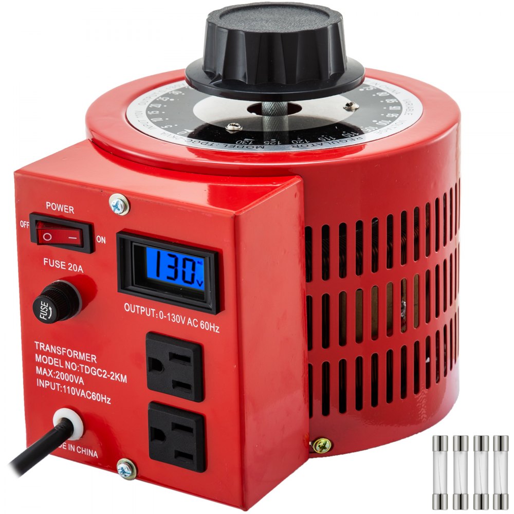 LIDNGLN Adjustable Variable AC Voltage Regulator with 0-130 Volt Output for 110V 60Hz Appliances - Powerful 2000VA Variable Transformer with Adjustable Plug - Varic Feature for Precise Vo