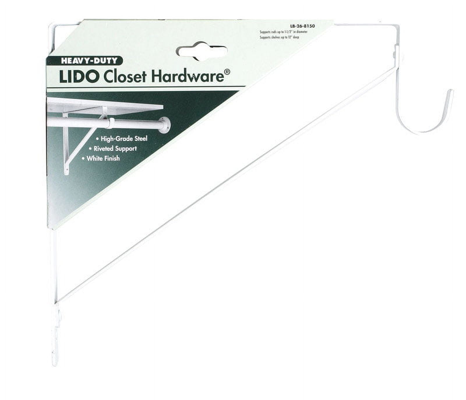 Lido White Heavy-Duty Steel Closet Rod and Shelf Bracket